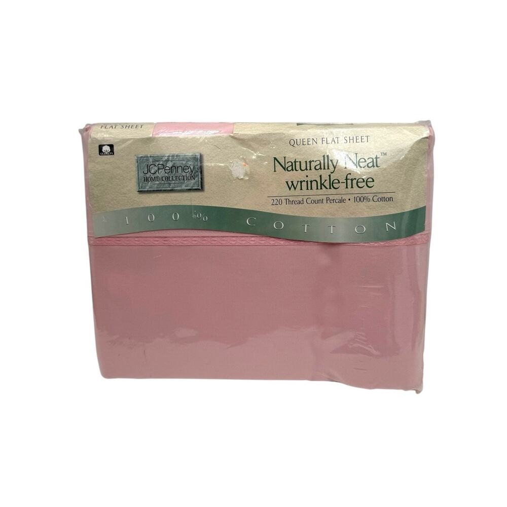 Vtg JCPenney Home Collection Queen Flat Sheet 220 Thread Ct Tea Rose NEW USA